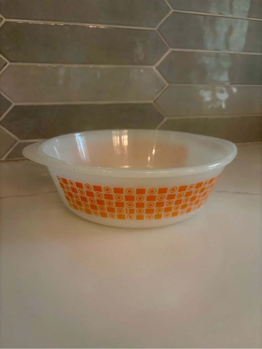 Glasbake Vtg Jeanette Orange Dot Casserole Baking Serving Dish J235 1 Qt